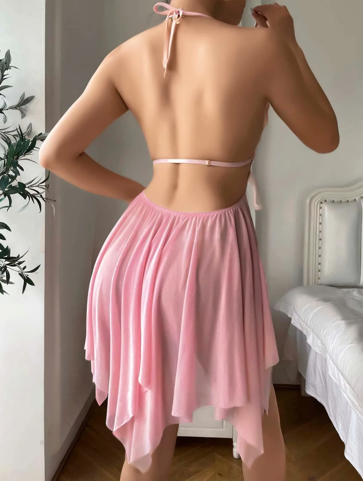 Nuvelle Pembe Kelebek Tül Gecelik