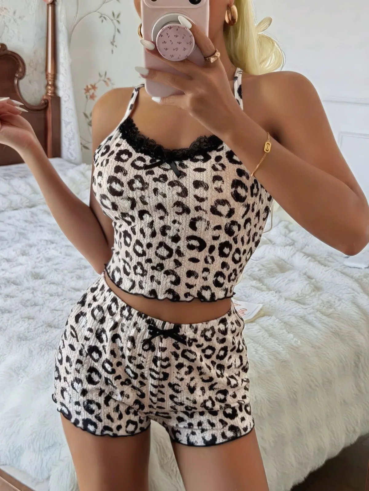 Nuvelle Leopar Şortlu Pijama Takımı