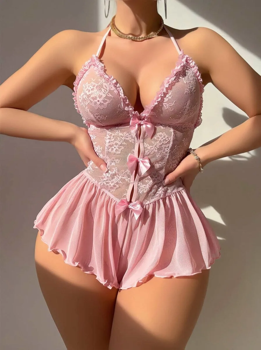 Nuvelle Pembe Fiyonk Detaylı Kostüm