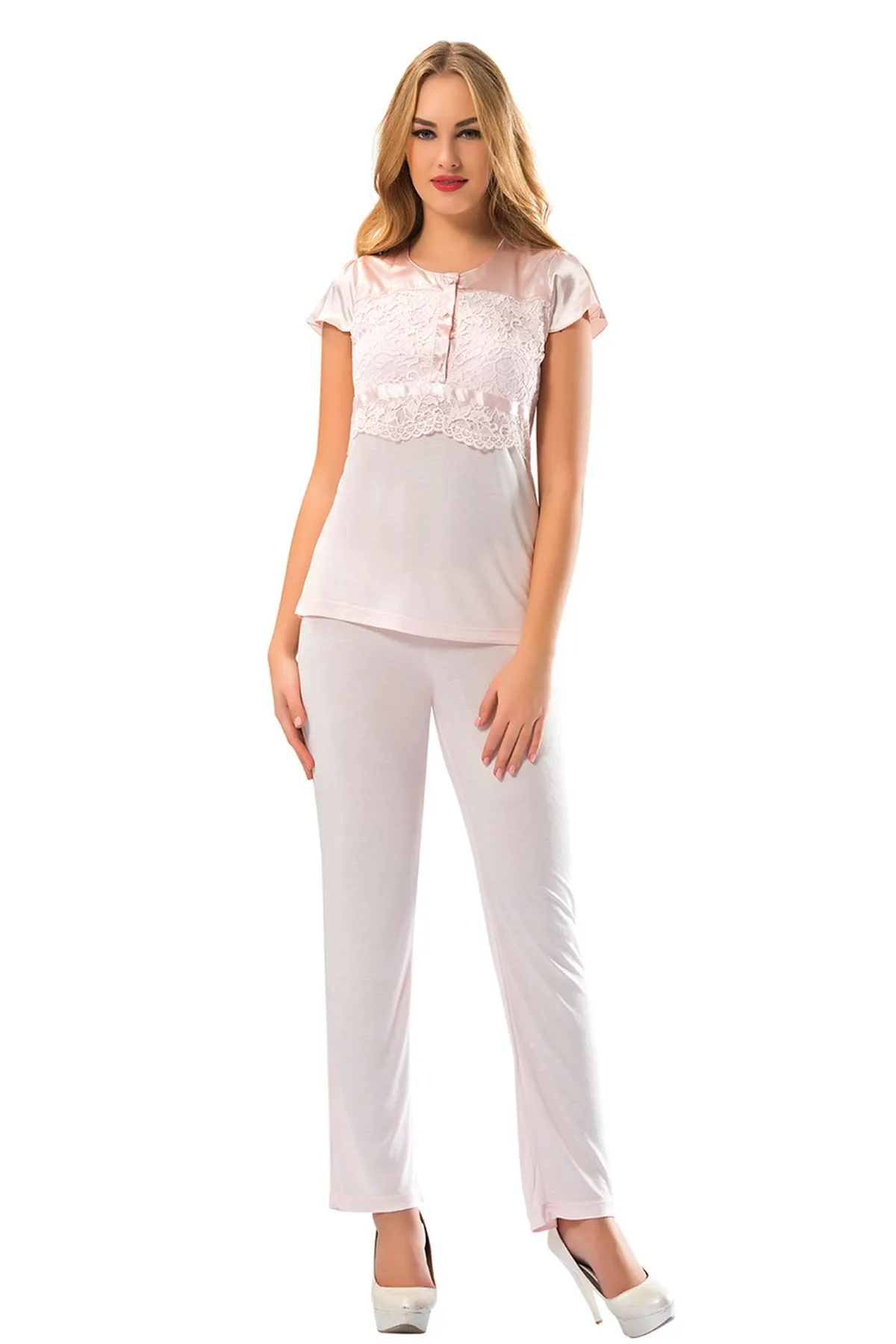 Nuvelle Pudra Penye Pijama Takımı