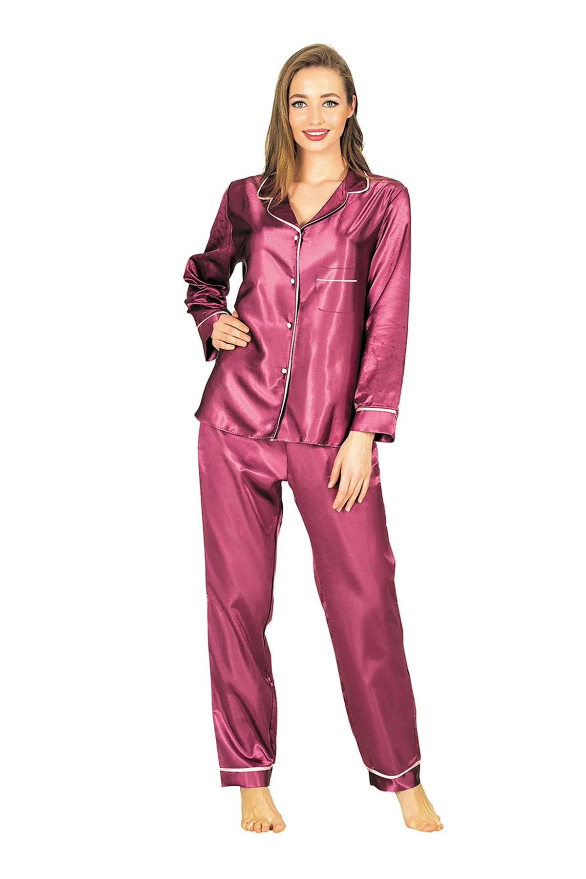 Nuvelle Mor Saten Pijama Takımı