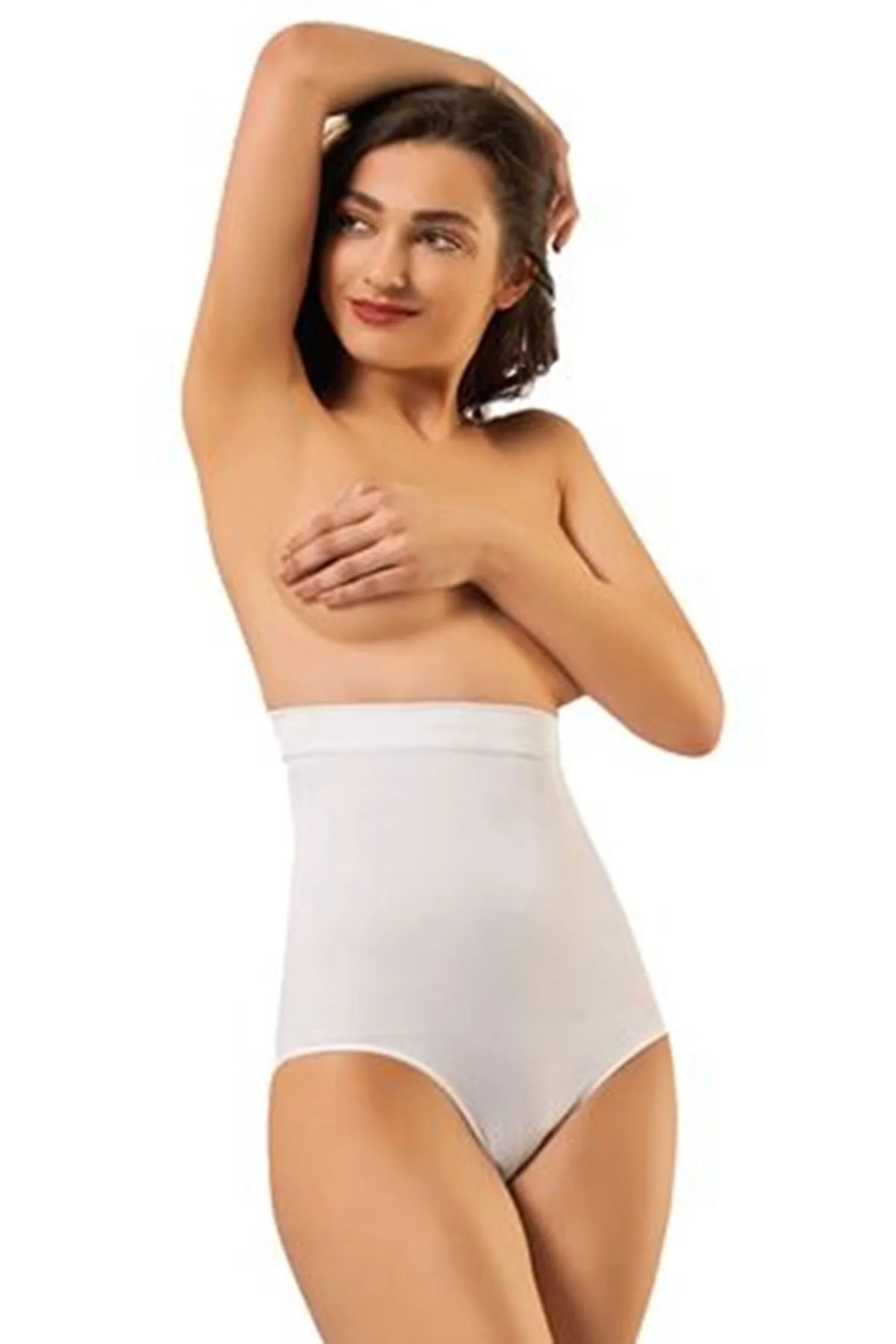 Nuvelle Beyaz Dikişsiz Yüksek Bel Slip Korse